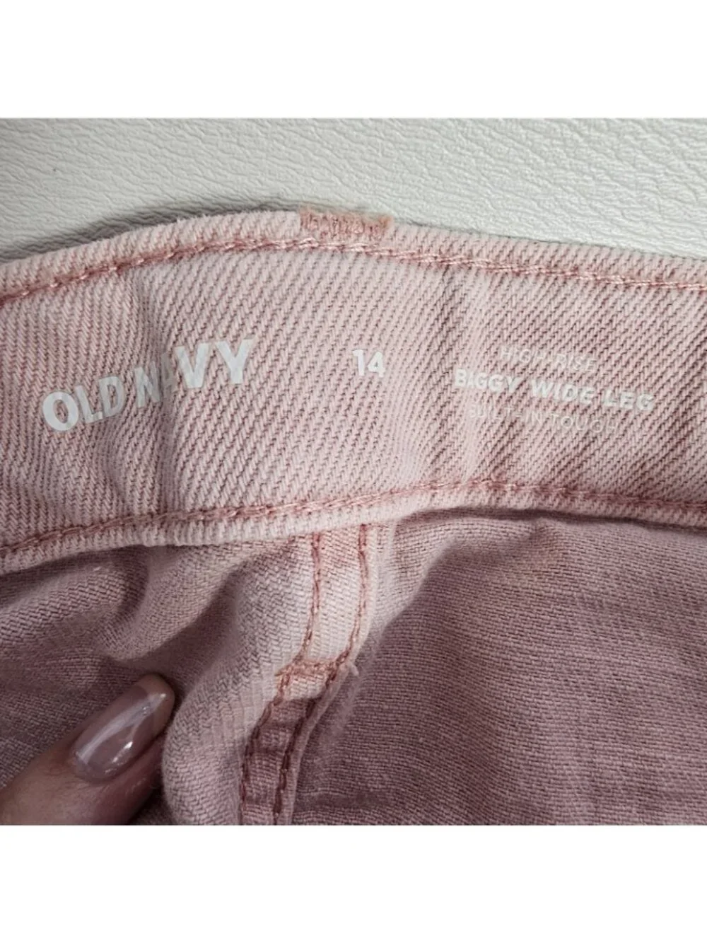 Old Navy Baggy Wide Leg High Rise Jeans Girls 14 Pink Denim